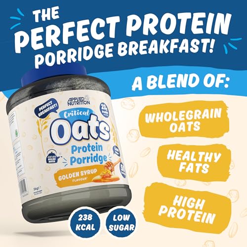 Applied Nutrition Critical Oats - Protein Oats, Porridge with ISO-XP Whey Protein Isolate, Healthy Breakfast and High Protein Snack (3kg - 50 Servings) (Golden Syrup)