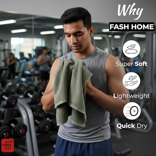 Image of Fash Home Waffle Terry Fusion 4pc HandTowel-40X60cm Full Large Size 100% Soft Cotton Super Luxurious | Quick Absorbent | Only for Premium Royal Elite Class Men /Women /Couples-CamelBeige & NaturalGrey