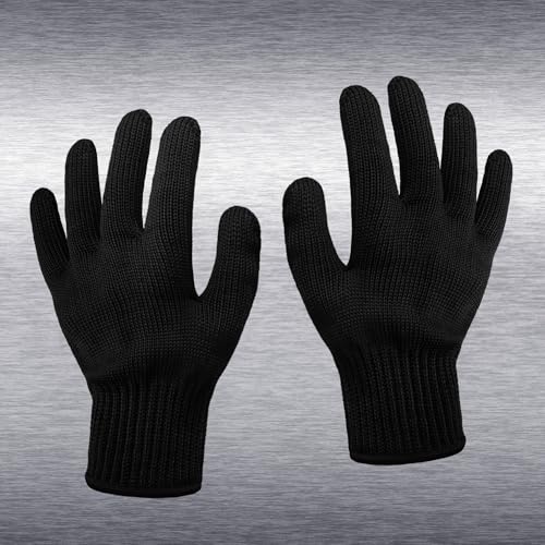 PRECORN Schnittschutzhandschuhe Küche, Arbeit & Garten – Hochleistungs-Schutz | CE-zertifiziert | Edelstahl-Draht-Mesh | Rutschfest & Unisex | 1 Paar in schwarz