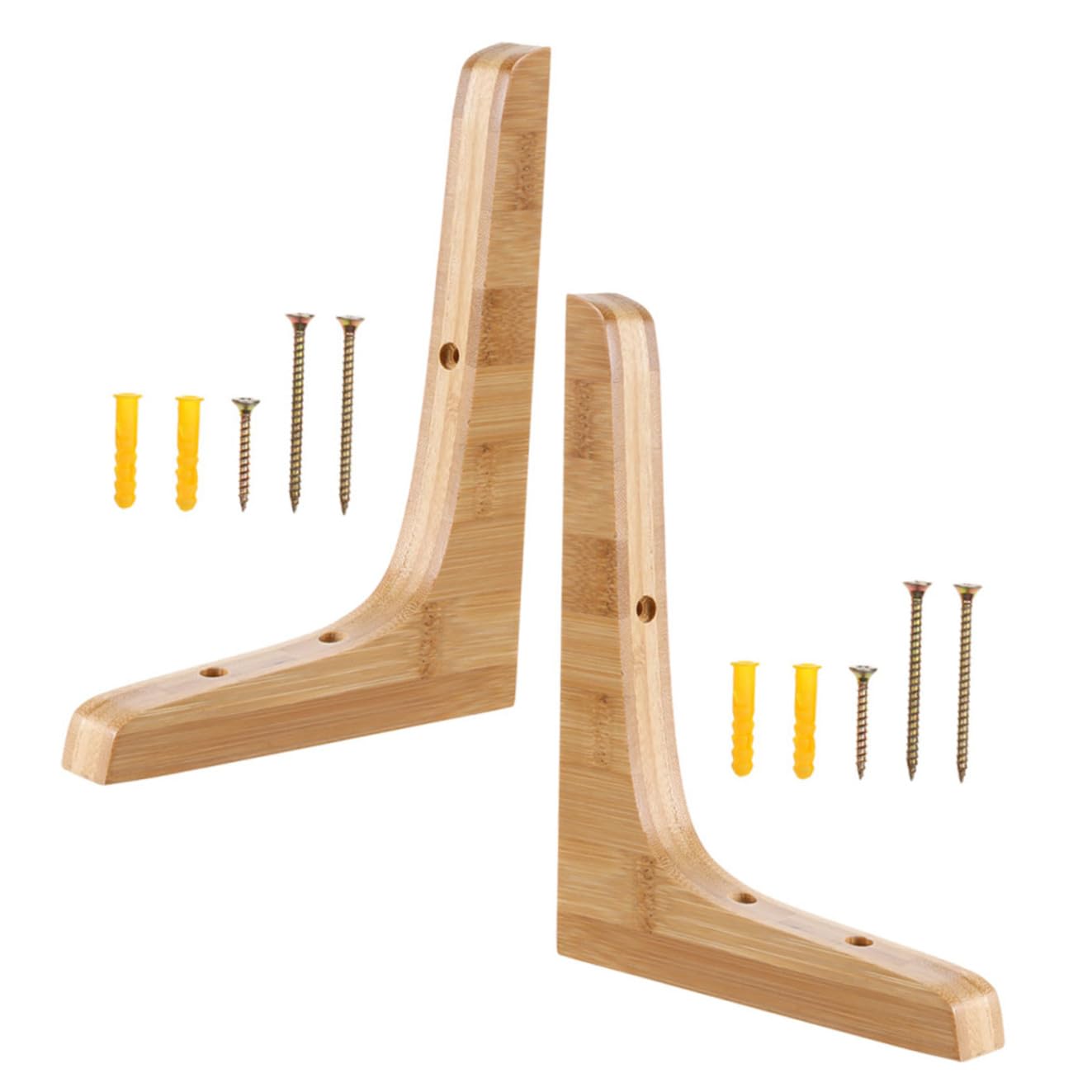 Anneome Supporti per Mensole in Legno Massello Triangolari 2 Pezzi, Staffe Robuste per Carichi Pesanti, per Soggiorni e Uffici Design Elegante e Versatile