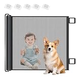 Ccarzzi Retractable Stair Gate, 130 x 78CM Extra Tall Wider Stair Gate for Baby & Pets, One Handed Operation, Mesh Baby Safety Gate for Stairs, Doorways, Hallways