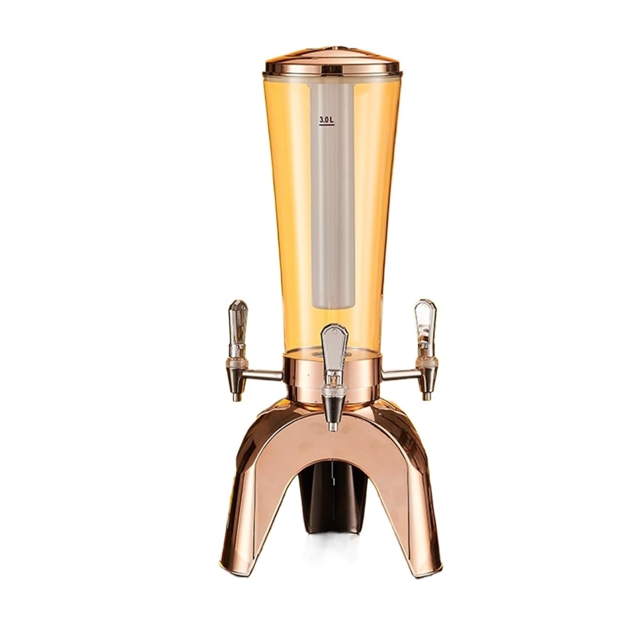 MYUYEE Beverage Dispenser,Juice 3L/100Oz Drink Tower Dispenser With Ice Tube And Led Light Tabletop Drink Tower (Rosa Gold 3L Us)
