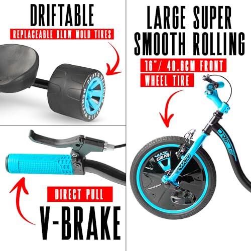 Image of Madd Gear Drift Trike for Kids Ages 5+, 16 inch Front Wheel, Adjustable Seat