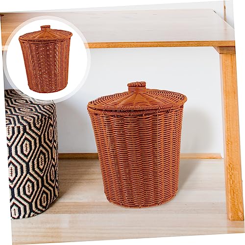 Caneca de Basura Redonda de Rattan con Tapa miniatura 3