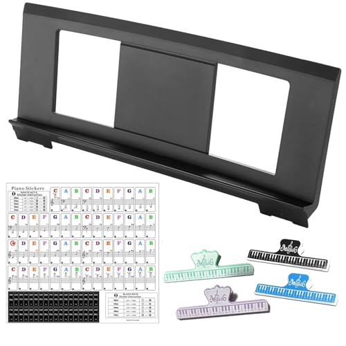 Euousu Music Stand for Sheet Music, Compatible with Yamaha Music Sheet Stand Fit for Multiple Keyboard Models, Keyboard Sheet Music Stand with 4 Music Book Clip & Piano Key Stickers