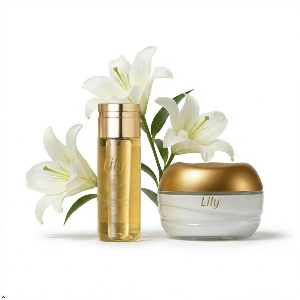 O Boticário Lily - Set regalo con profumo e cura della pelle, con 2 prodotti, crema idratante per il corpo da 250 g e olio per il corpo profumato da 150 ml