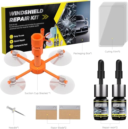 LOMEEN Windshield Repair Kit with Enhanced Injection Head, Long-Lasting Fixing for Windshields, Windows, Mirrors, All Crack Types