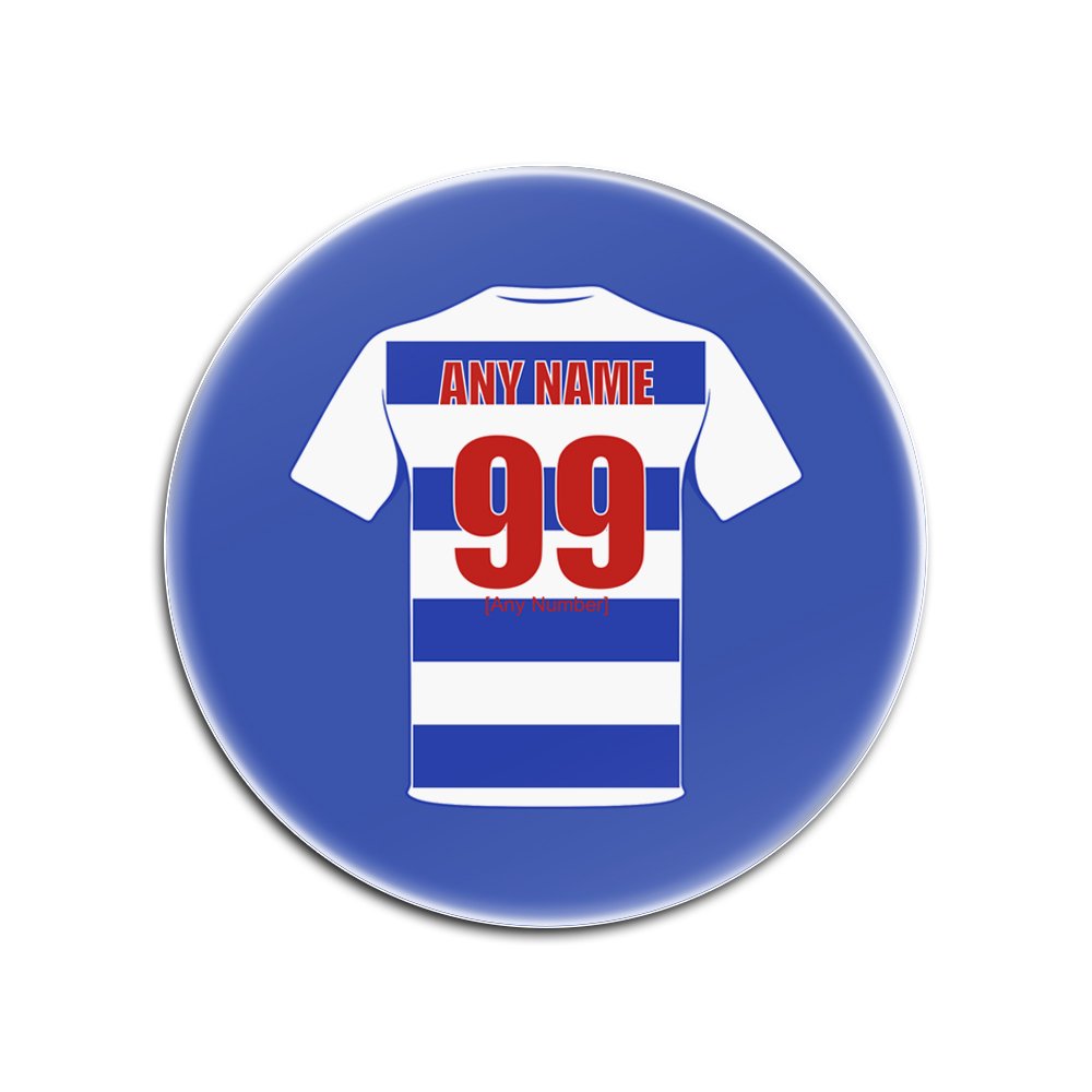 UNIGIFT Personalised Gift - Set of 4 x Queen Park Rangers Glass Round Coasters (Football Club Design Theme, Colour Options) - Any Name/Message on Your Unique Mat Pad - QPR The Hoops Rs Queen