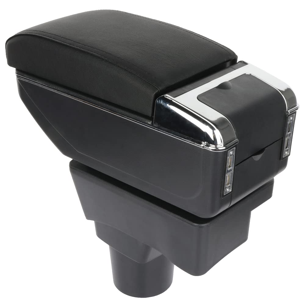 OCPTY Auto Armrest Center Console Lid Skin Cover + Console Box for 2012 2013 2014 2015 Sonic(Black)