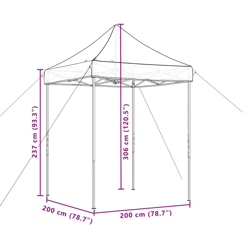 Namiot imprezowy składany Pop-Up beżowy 200 x 200 x 306 cm z malowaną proszkowo ramą stalową, tkanina Oxford, idealny do ogrodu, na taras, kemping, wesele, festiwal i grillowanie