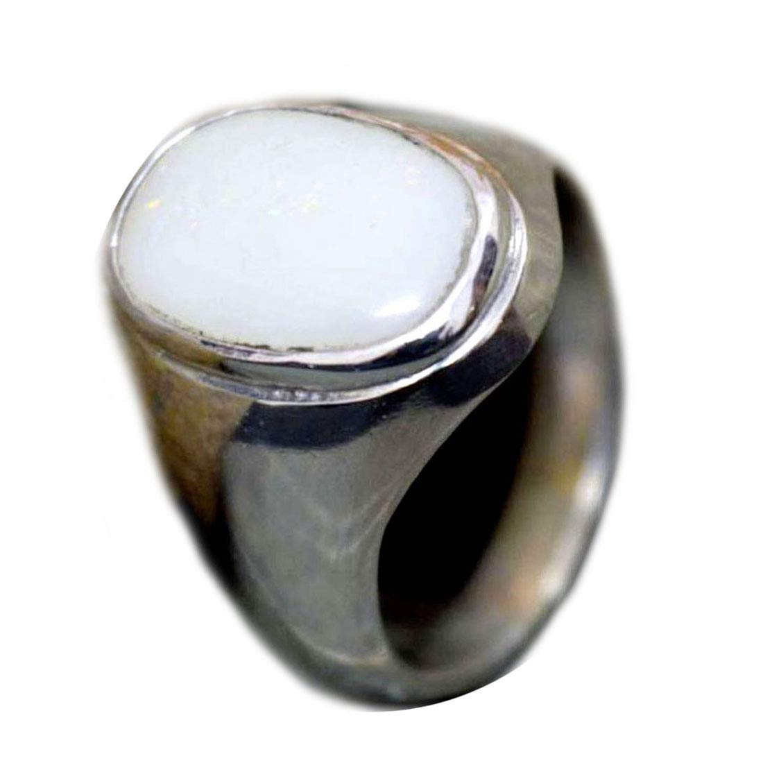 Anillo de plata con ópalo natural de 55 quilates para hombre, forma ovalada, tamaño US 4 – 13