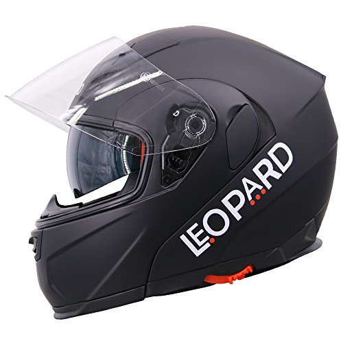 Leopard LEO-838 Klapphelm Integralhelm mit Doppelvisier #01 Mattschwarz L (59-60cm) Motorradhelm Damen und Herren ECE Genehmigt - 2