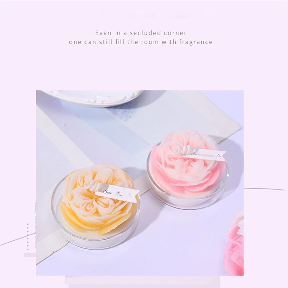 Rose Flower Shaped Decorative Candle, Multicolor, 2.4 x 1.3 Inch, Wedding Favor Tealight,A Gift for a Friend,Household Goods (Multicolored)