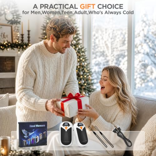 Hand Warmers Rechargeable 2 Pack- LED Display, Cute White Elephant Gifts - image 7
