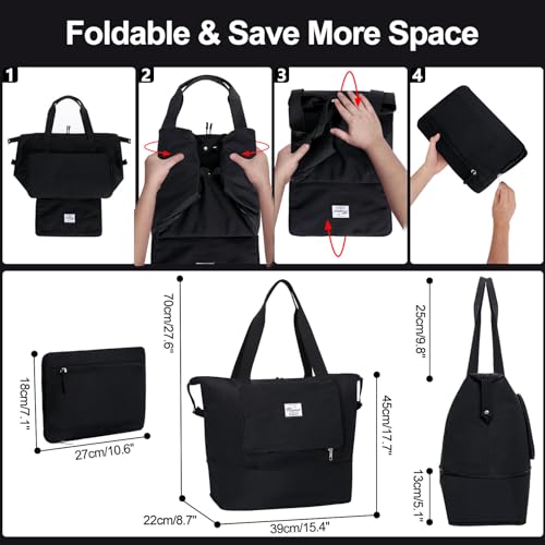 KAMO Travel Duffle Expandable Weekender Overnight Bag With Wet Pocket, Foldable Tote With Multiple Pockets for Sports, Gym, Travel, Yoga4