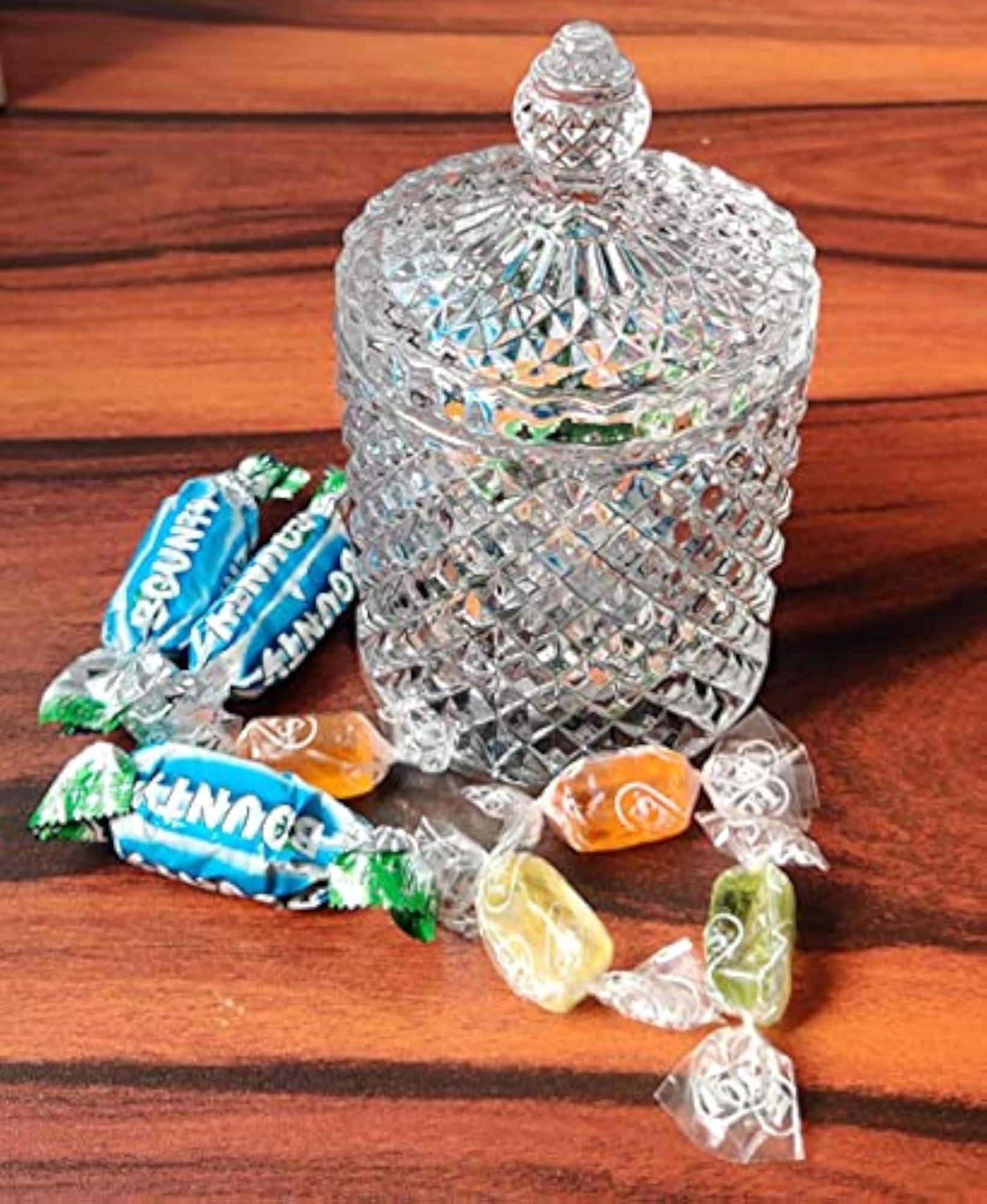 Crystal Diamond Faceted Jar with Crystal Lid