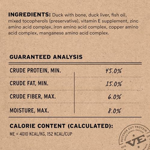 Image of Vital Essentials Freeze Dried Dog Food, Duck Nibs, 14 oz Bag | Soft, Complete Meal or Topper, Made With 99% Duck, Organs & Bone, High Protein Raw Nutrition, Grain-Free Recipe