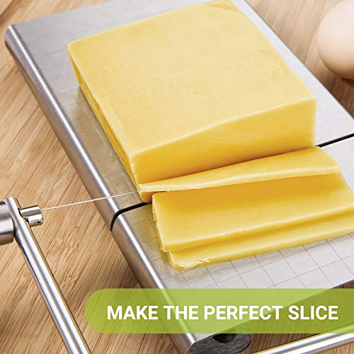 Cheese Slicer,Stainless Steel Cheese Slicer With Accurate Size Scale,Wire Cheese Slicer For Cheese Butter,Equipped With 5 Replaceable Cheese Slicer Wires #TOP4