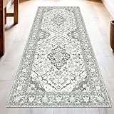 Washable Runner Rug 2x6 | Non Slip Rug Runners for Hallways, Entryways, Kitchens, Bathrooms, Bedrooms | Ultra-Soft Flannel Carpet Runners with Rubber Backing (Beige, 2x6)