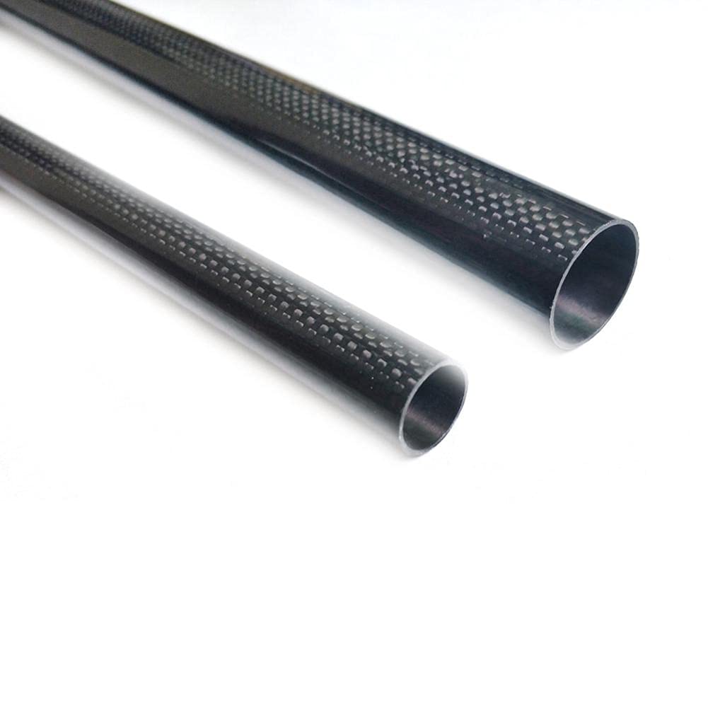 Tubi in Fibra di Carbonio, Tubo in Fibra di Carbonio Asta in Barra in Rotolo Asta Cava 3K 2 Pezzi Avvolto Liscio Lucido Elevata durezza tagliabile 500 mm(36Mm*34Mm)