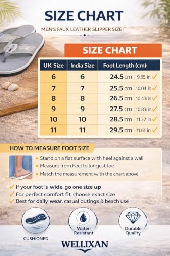 Image of Wellixan's Faux Leather Flip Flops Slipper | Light weight EVA | Anti-Slip Comfortable Thong Slippers | Soft Cushioned Footbed | Durable Casual Daily Wear Slipper | (Size 6-10)