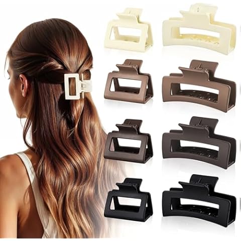 Obeoby 8 Pack Medium & Small Square Hair Clips Cover