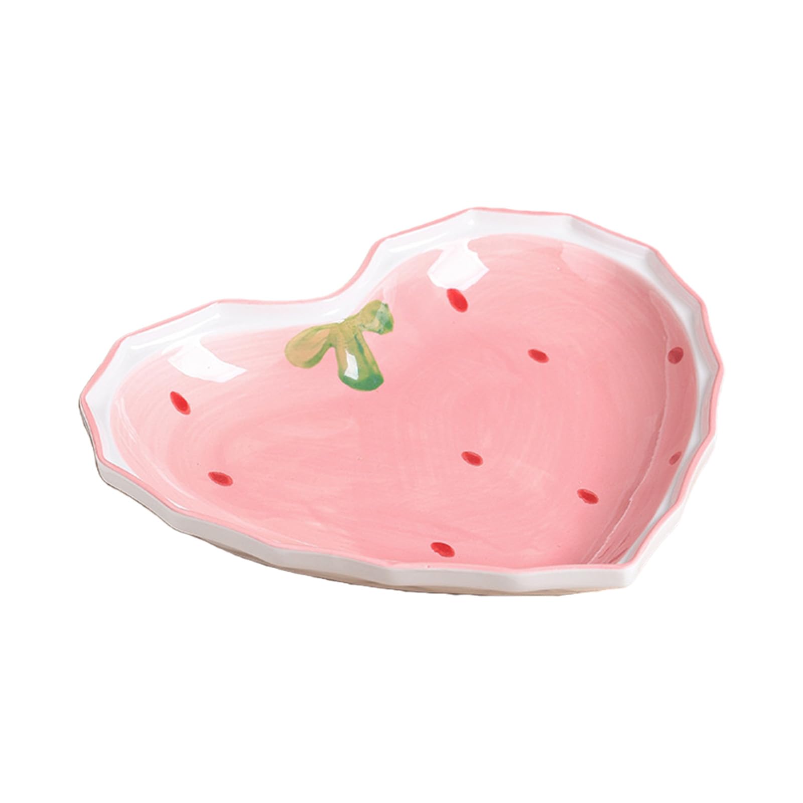 Buxuaaaa Strawberry Heart Shape Ceramic Salad Bowl Plate Enhances Food Presentation Visual Appeal for Everyday Meals Photography Strawberry Dinnerware