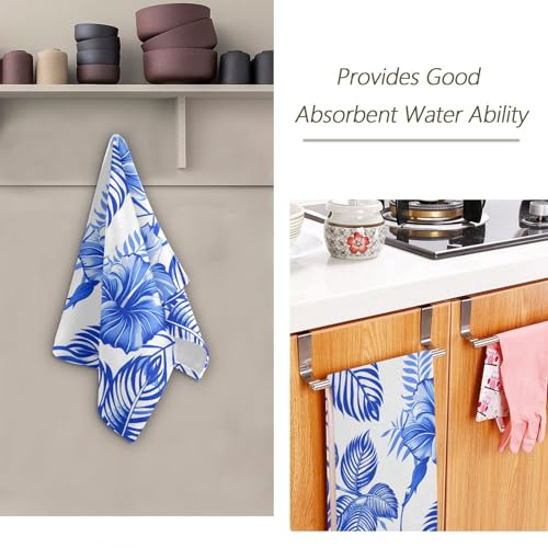 Toallas de mano con diseño botánico índigo para decorar tu cocina con estilo, pack de 2 8