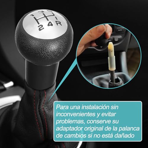 Guía para la instalación del pomo de cambio Spurtar, aconsejando conservar el adaptador original de la palanca