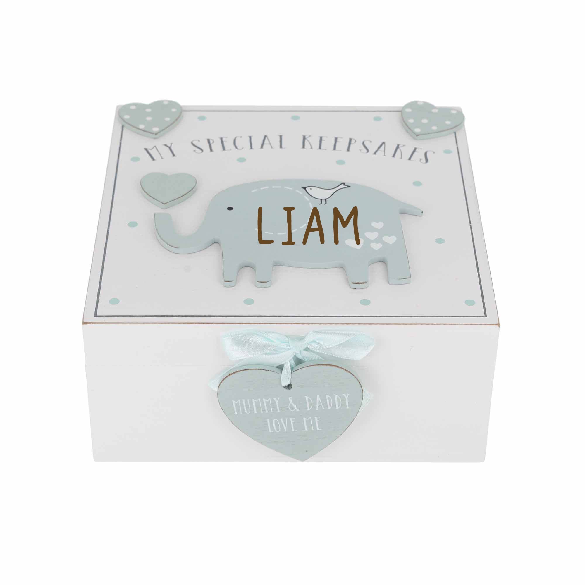 Personalised Special Keepsake Gift Box Engraved Wooden Elephant For Baby Boy Presents For Newborn In Blue Memory Boxes Keepsake Baby Memory Box Personalised Christening Gifts Newborn