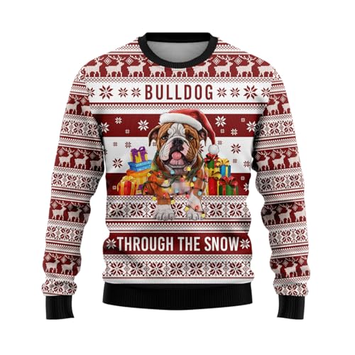 Ugly Christmas Sweaters for Women Men, Dog Xmas Mens Sweatshirt Winter Holiday Crew Neck Shirt Set 18
