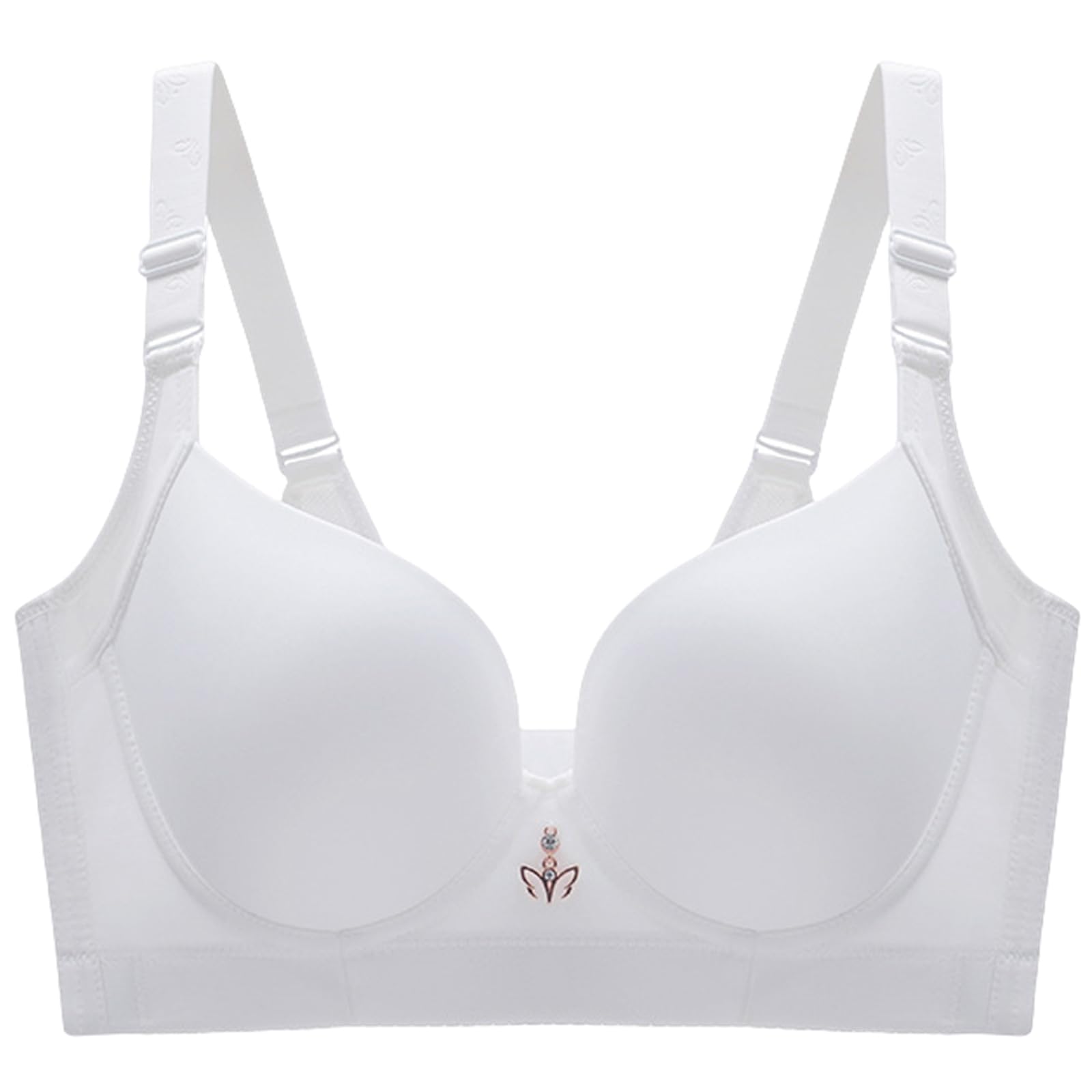 YUYUCH Women's Push Up Padded Bra Back Smoothing Seamless Bra Stretch T-Shirt Underwire Plunge Bra White