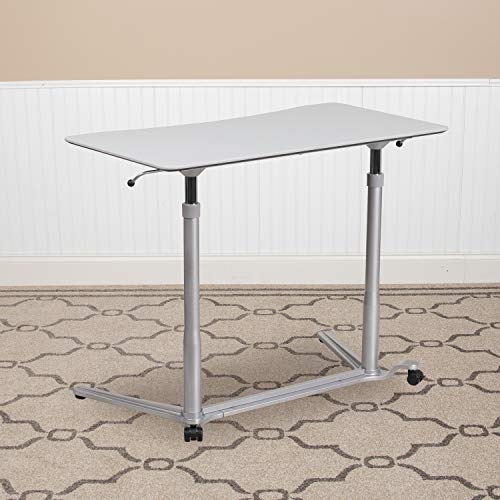 Flash Furniture Sit-Down, Stand-Up Light Gray Computer Ergonomic Desk with 37.375  W Top (Adjustable Range 29   - 40.75  )