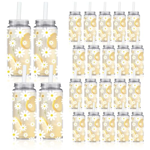 La mejor selección de Vasos de margarita comprados en linea. 43 Whaline - 20 tazas de plástico con tapas y pajitas de 14 onzas, vasos de flores transparentes para fiestas, vasos reutilizables para bodas, baby shower, suministros de fiesta de...