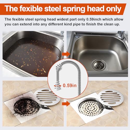 Drain Auger, Plumbing Snake With Drill Adapter, 35ft Heavy Duty Flexible Sink Steel Plumbing Auger Bathroom Hair Clog Removal Tool, Manual Or Powered - No auto retract or feed by KINGLEV - Image 4