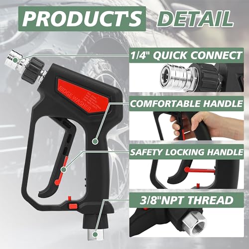 Image of RIDGE WASHER Pressure Washer Gun 5000 PSI, 12 GPM, M22 Fitting | Detachable M22 14 Male to 1 /4 inch Quick Connect, 360 Swivel 3 /8'' NPT Thread