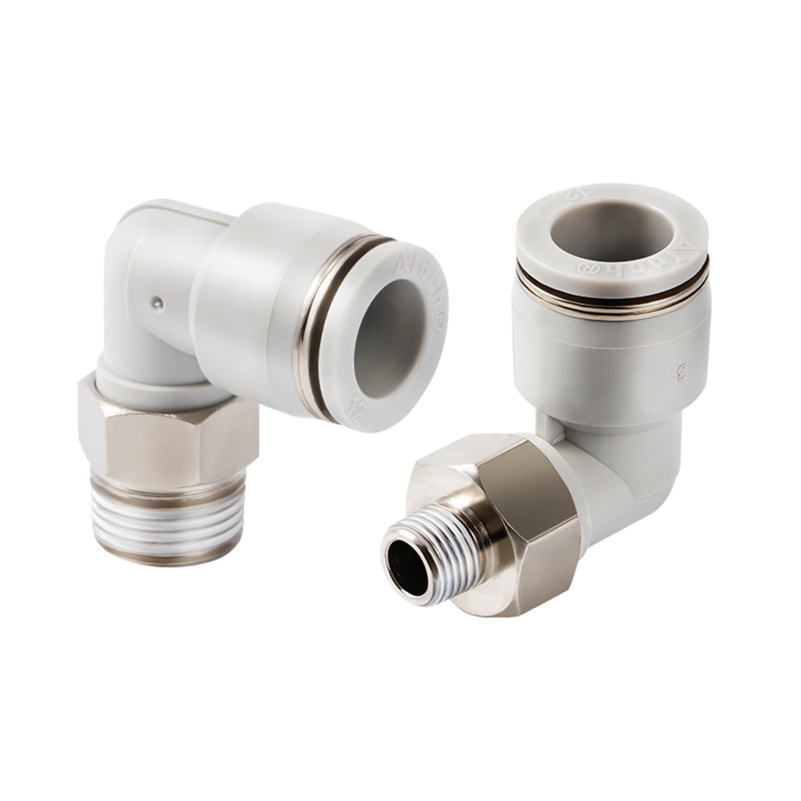 Conector rápido neumático PL, inserto de codo de ángulo recto en forma de L bidireccional, blanco, roscado, 1 Uds.(PL4-M5)