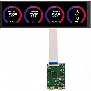 8.8 Inch 1920x480 Stretched Bar LCD Display with USB-C Driver Board, for Raspberry pi 3/4, Windows 10/11,Laptops, Aida 64 Cup GUP Temperature Secondary Display