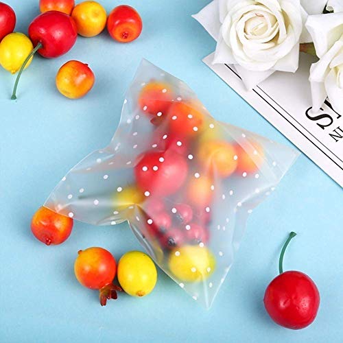 Self Adhesive Cookie Bags Cellophane Treat Bags, Searik White Polka Dot Plastic Pastry Bags With Thank You Labels For Party Gift Giving Bakery Candy Cookie Chocolate (3.94 X 3.94 Inches, 100 Pcs) #TOP4