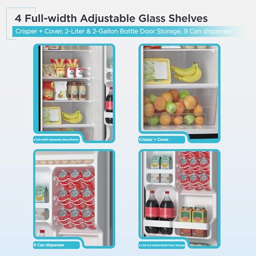 Image of BLACK+DECKER 12 Cu. Ft. Top Mount Refrigerator with Freezer, 2 Door Fridge with Top Freezer and Adjustable Temperature Control, For Homes and Apartments, BDA12GLAS, Stainless Steel Look