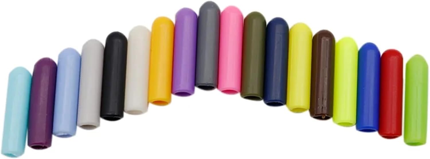 12PCS 20.5 * 5MM Plastic Aglets 18Solid Colors String Ends Protection Tape Tips Cordon Heads