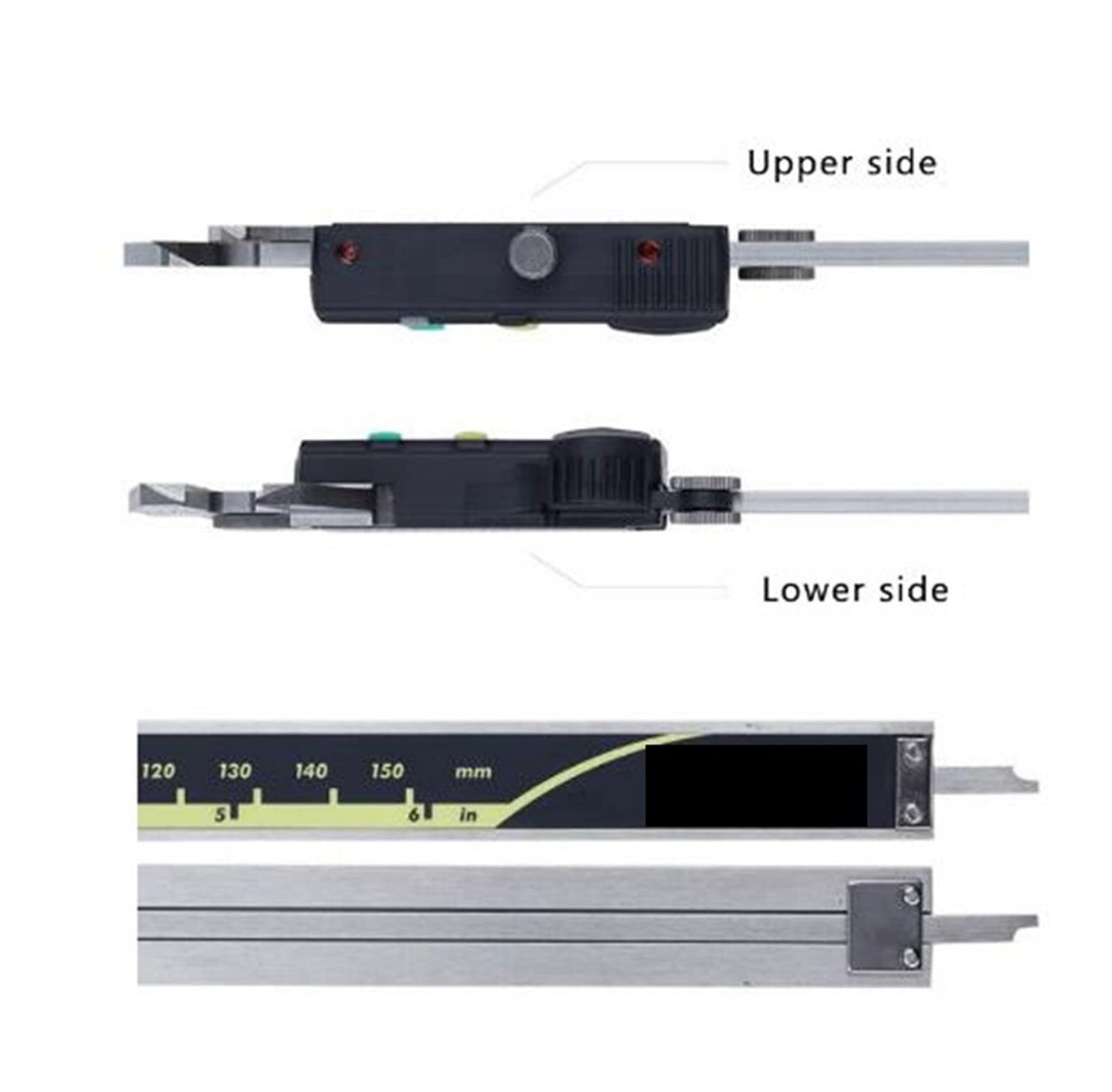 Suwmiarka cyfrowa, LCD Cyfrowe Cyfrowe zaciski Vernier 6 cali 150 300 200mm 500-196-20 Gauge Elektroniczny pomiaru ze stali nierdzewnej(150mm)