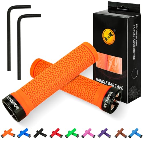 Rossivan Professional Bike Handlebar Grips Mountain Bike Grips with Soft and Comfortable Anti-slip Rubber Single Lock-on MTB Grips- Conquer Every Ride