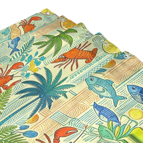 Ensemble de rideaux de douche décoratifs polyester 183x183cm littoral
