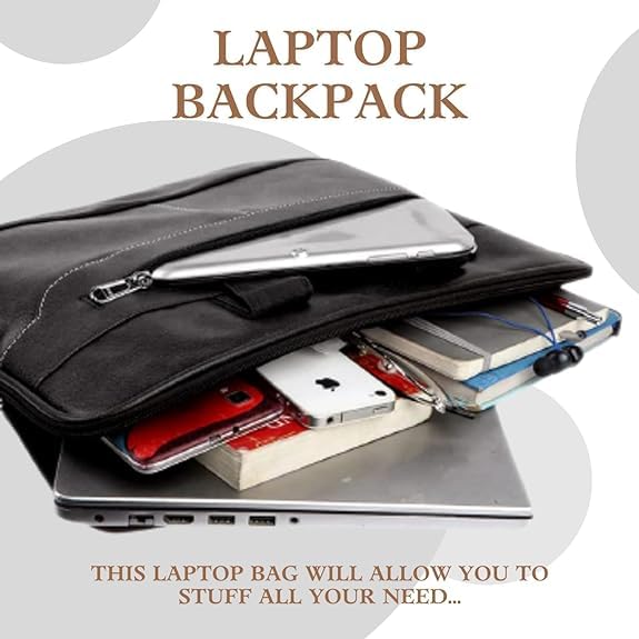 Image of Messenger Bag Laptop Bag for Men, PU Leather Expandable Office Bag for Men | Supports Laptop Upto 15.6 inches (Black)