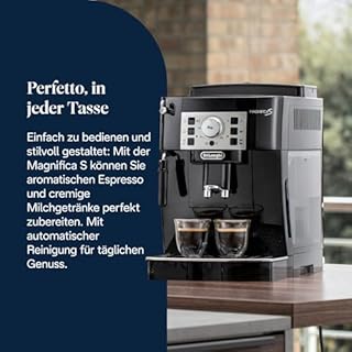De’Longhi Magnifica S - Perfetto Kaffeevollautomat mit klassischem Milchaufschäumer, Espresso- und Cappuccino Kaffeemaschine, Bedienfeld mit Tasten, Schwarz (ECAM22.110.B)