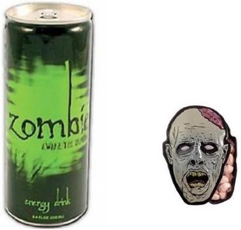 Energy Drink Zombie Awake The Dead and Zombie Brain Shaped Mint Candy Bundle