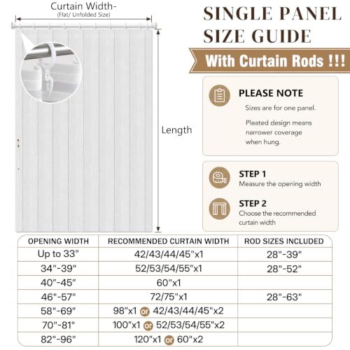 Image of AJAZZ Blackout Magnetic Door Curtain with Curtain Rods Adjustable 28-39 inch Long Patio Door for Bedroom Living Room Accordion Doorway Curtain Sets (1 Pack, 44 W x 78 L, White)