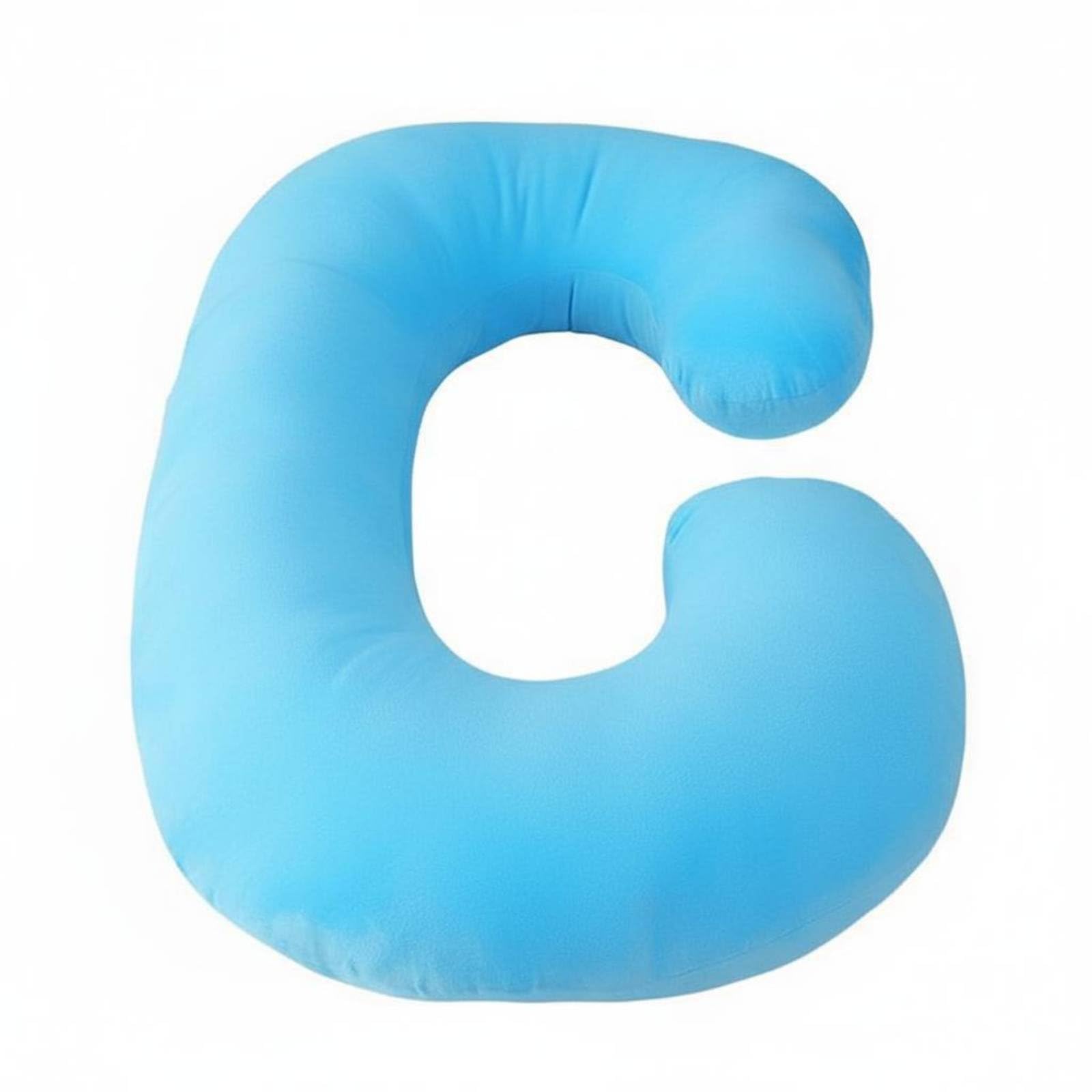 Baoblaze Almohada de Maternidad Envolvente para Mujer Embarazada Cojín Corporal Flexible Relleno Elástico Funda Extraíble Adecuada para Lactancia y Recuperación, Azul Lago, 70x140cm