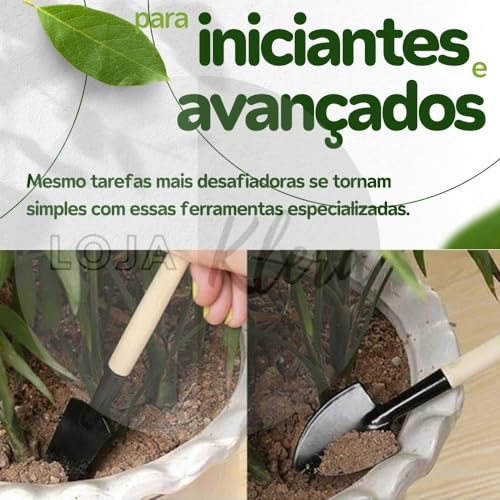 Kit Jardinagem 3 Peças Pás e Ancinho Ferramentas Para Jardim Plantar Transplantar Kit Ferramentas de